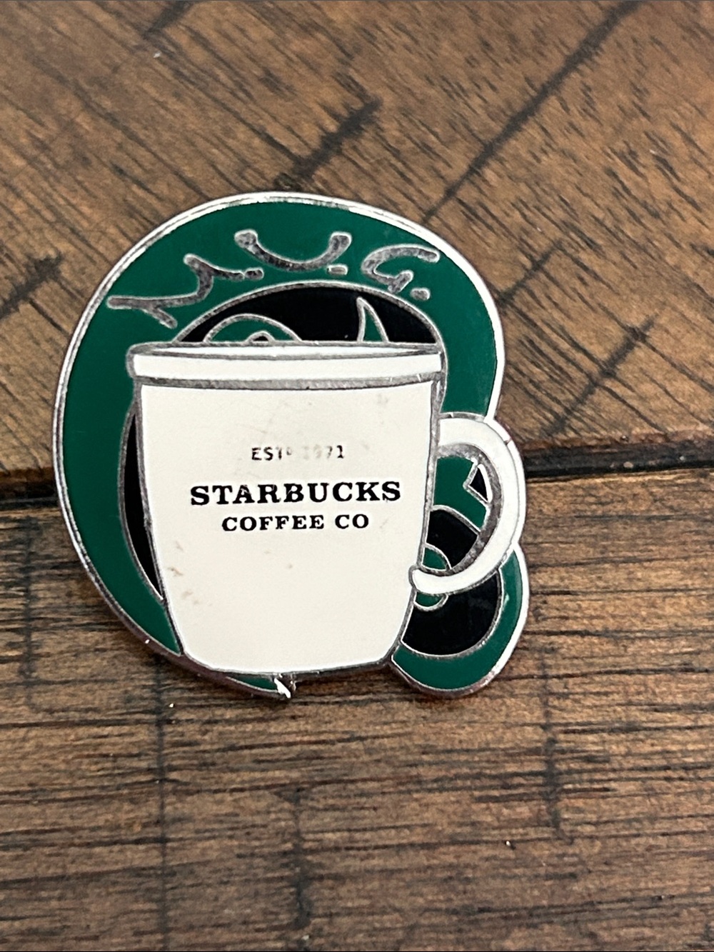 Starbucks White & Green Coffee Cup Pin for Men Accessories